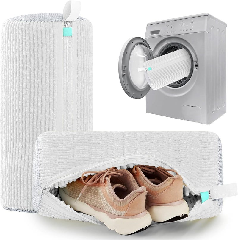 ngfhf Shoe Washing Machine Bag Laundry Shoe Bag for Washer and Dryer Reusable 2pc Shoe Cleaning Bags for Sneakers 360° Deep Cleaning Machine for All Shoes Types With Self-locking Zipper - Image 1